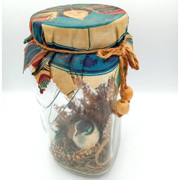Aviary Glass Jar Native American Art Golden Harvest Southwest Bird Vintage 9.25" - Picture 3 of 15